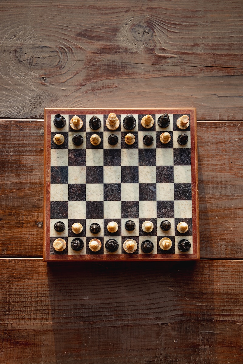 brown and white chess board game